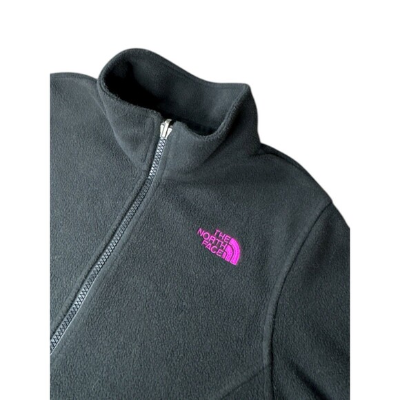 The North Face Big Girls Black Full Zip Fleece Jacket Pink Logo Large 14/16 Warm - Picture 2 of 10
